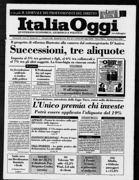 Italia oggi : quotidiano di economia finanza e politica